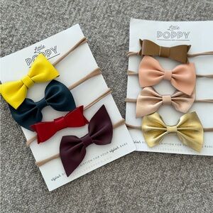 Little Poppy Co Bows for Girls. Soft Leather on Nylon Strap. 1-8years old